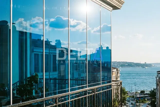 Balkon Camı Mavi Tonlu Cam Filmi Uygulamasısı - içeriyi göstermeyen cam filmi İstanbul uygulama örneği