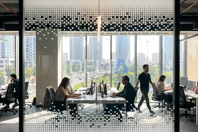 Ofis Degrade Kumlama Folyo Uygulaması - içeriyi göstermeyen cam filmi İstanbul uygulama örneği